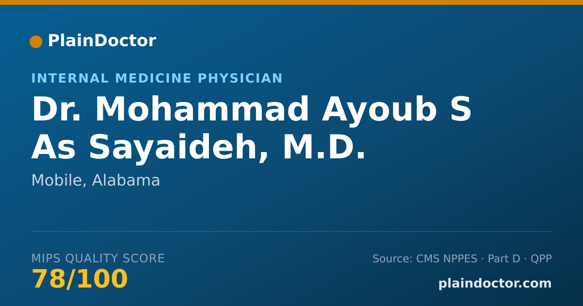 Shareable card for Mohammad Ayoub S As Sayaideh, M.D. - Internal Medicine Physician, Mobile, AL