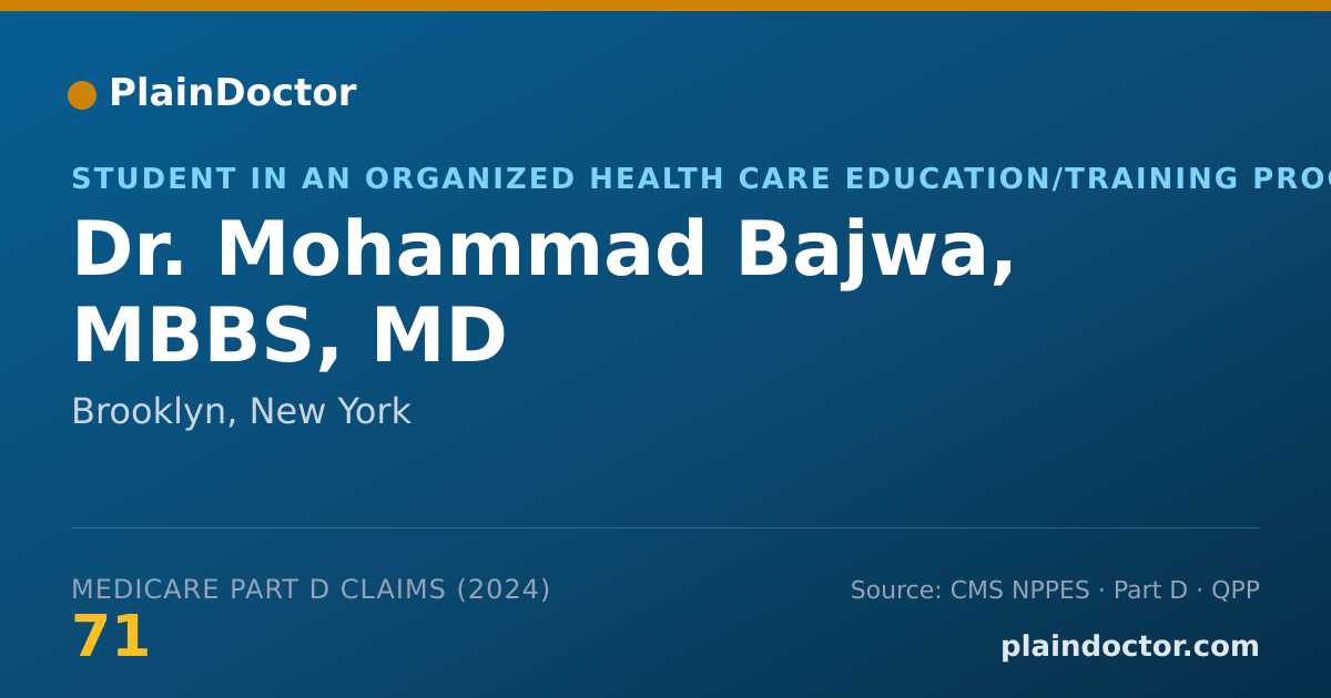 Shareable card for Mohammad Bajwa, MBBS, MD - Student in an Organized Health Care Education/Training Program, Brooklyn, NY