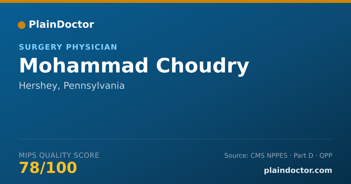 Shareable card for Mohammad Choudry - Surgery Physician, Hershey, PA
