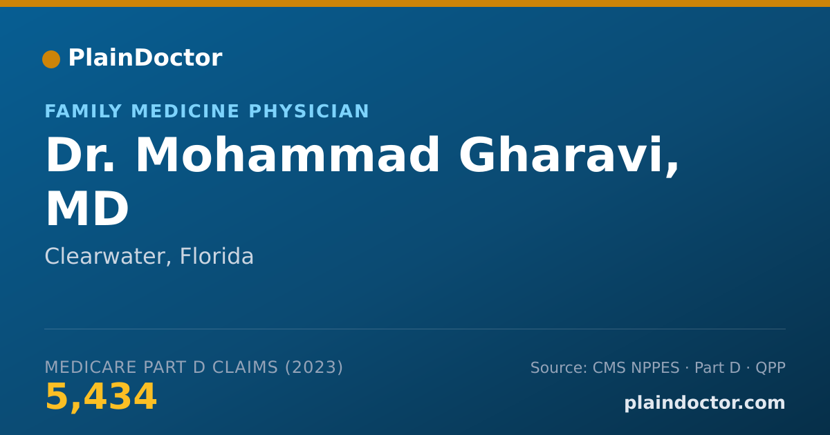Shareable card for Mohammad Gharavi, MD - Family Medicine Physician, Clearwater, FL