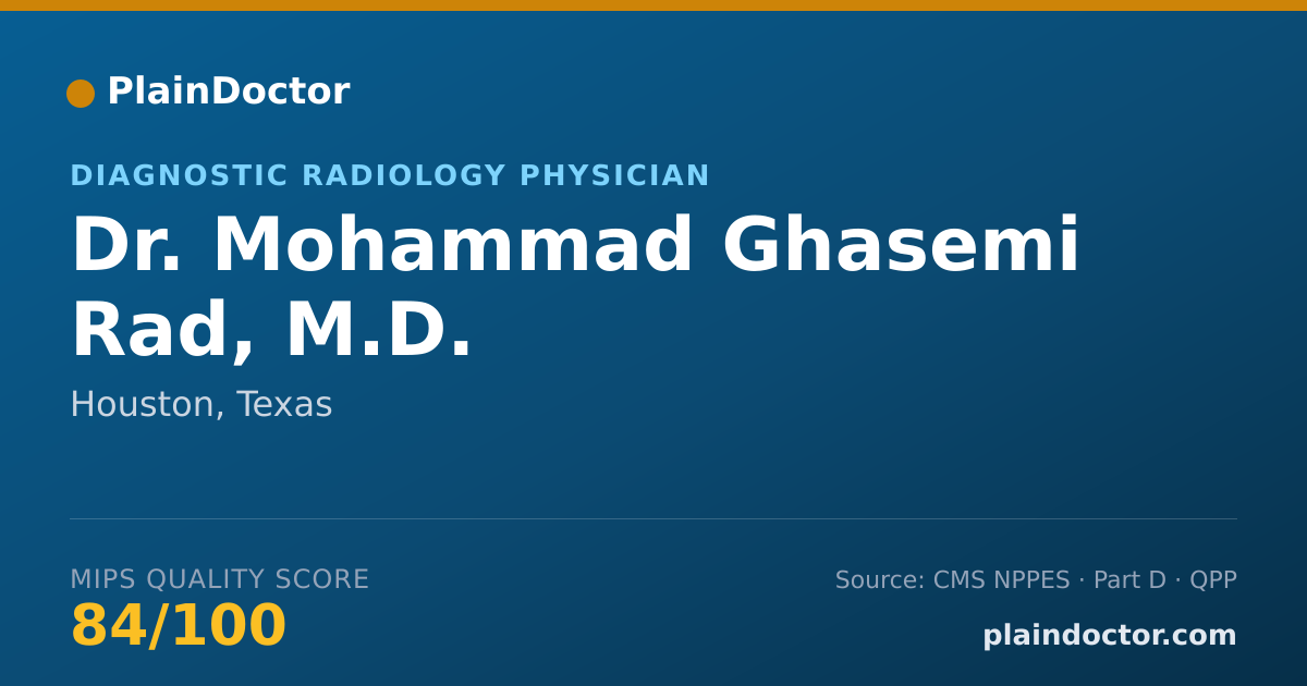 Shareable card for Mohammad Ghasemi Rad, M.D. - Vascular & Interventional Radiology Physician, Houston, TX