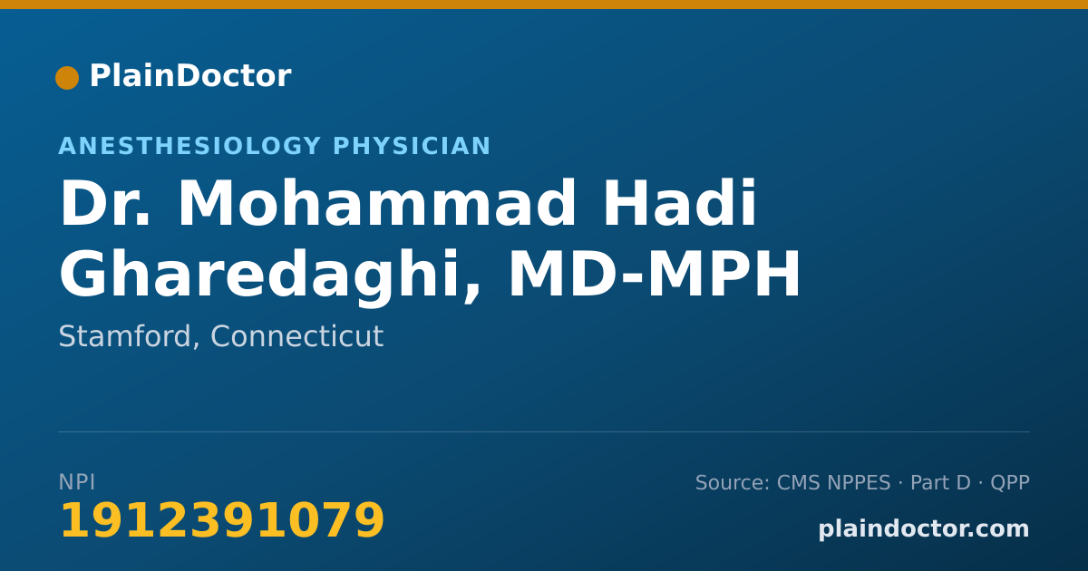 Shareable card for Mohammad Hadi Gharedaghi, MD-MPH - Anesthesiology Physician, Stamford, CT