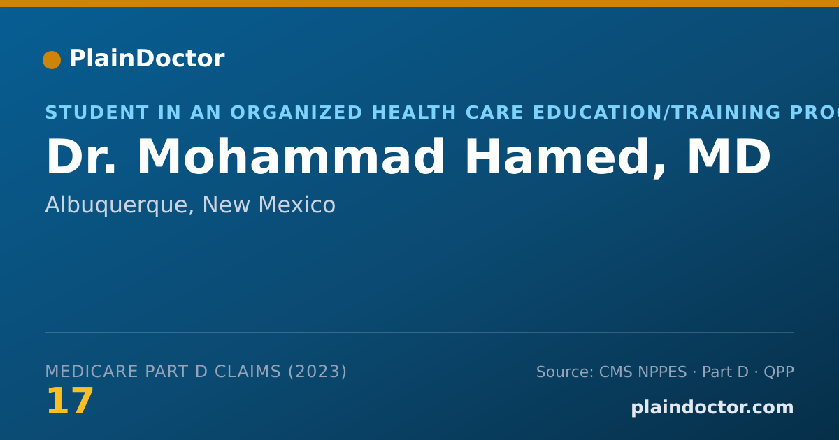 Shareable card for Mohammad Hamed, MD - Student in an Organized Health Care Education/Training Program, Albuquerque, NM