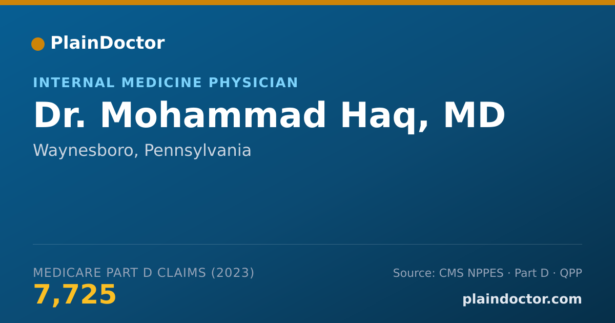 Shareable card for Mohammad Haq, MD - Internal Medicine Physician, Waynesboro, PA