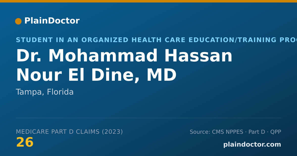 Shareable card for Mohammad Hassan Nour El Dine, MD - Student in an Organized Health Care Education/Training Program, Tampa, FL