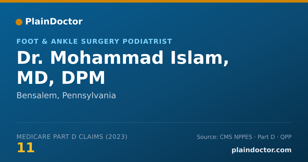 Shareable card for Mohammad Islam, MD, DPM - Foot & Ankle Surgery Podiatrist, Bensalem, PA