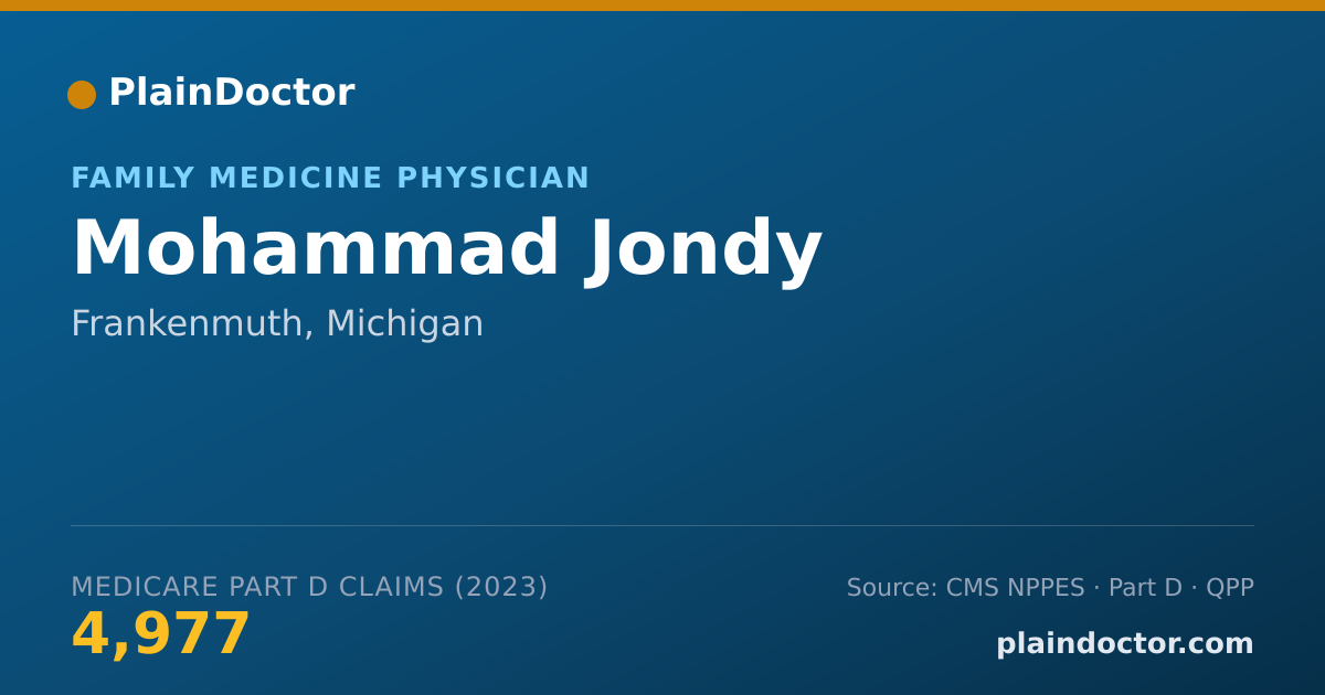 Shareable card for Mohammad Jondy - Family Medicine Physician, Frankenmuth, MI