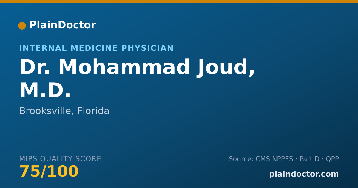 Shareable card for Mohammad Joud, M.D. - Internal Medicine Physician, Brooksville, FL