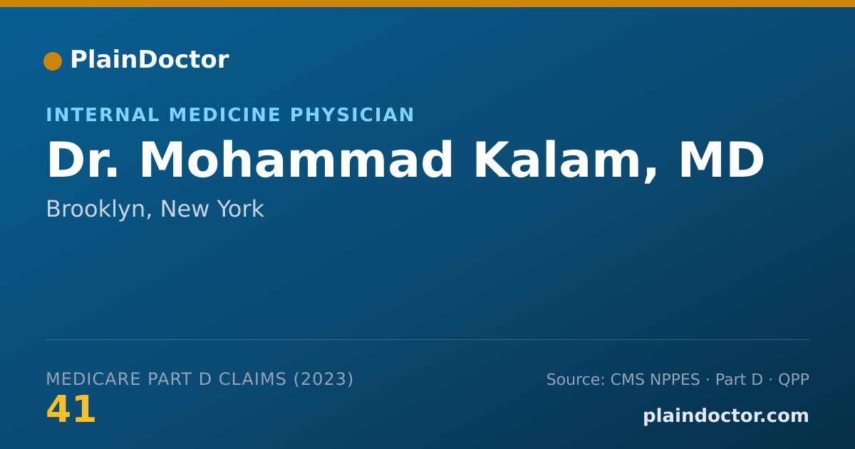 Shareable card for Mohammad Kalam, MD - Internal Medicine Physician, Brooklyn, NY