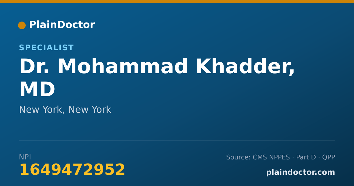 Shareable card for Mohammad Khadder, MD - Specialist, New York, NY