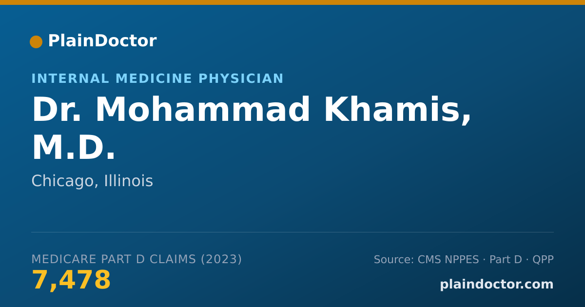 Shareable card for Mohammad Khamis, M.D. - Internal Medicine Physician, Chicago, IL