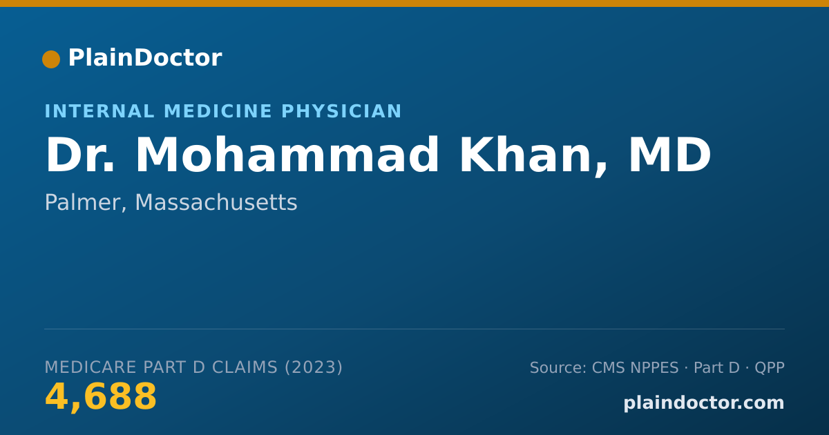 Shareable card for Mohammad Khan, MD - Internal Medicine Physician, Palmer, MA