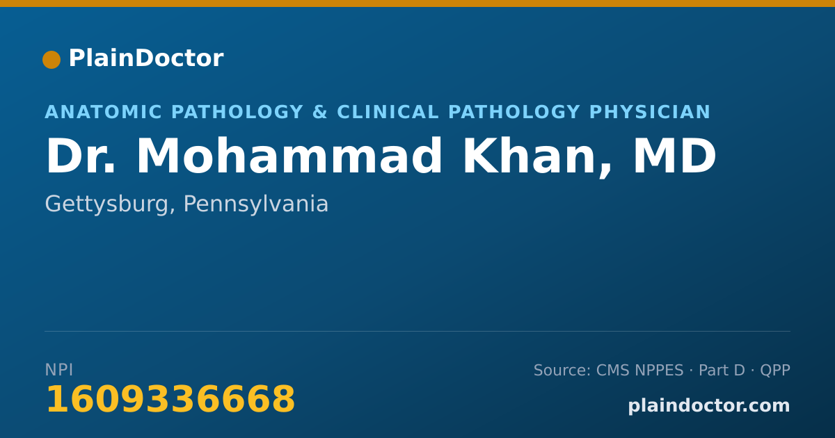 Shareable card for Mohammad Khan, MD - Anatomic Pathology & Clinical Pathology Physician, Gettysburg, PA