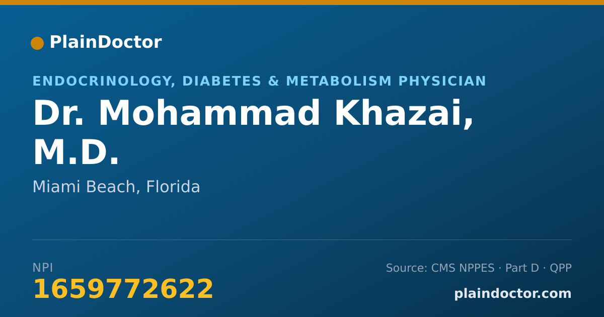 Shareable card for Mohammad Khazai, M.D. - Endocrinology, Diabetes & Metabolism Physician, Miami Beach, FL