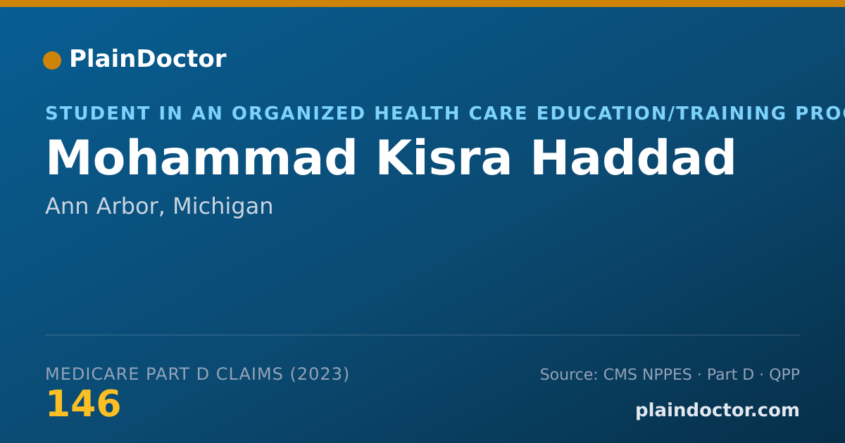 Shareable card for Mohammad Kisra Haddad - Student in an Organized Health Care Education/Training Program, Ann Arbor, MI