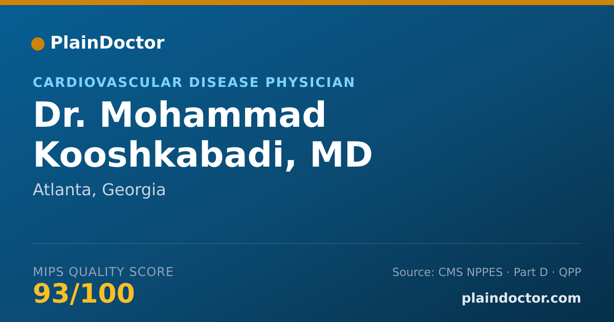 Shareable card for Mohammad Kooshkabadi, MD - Cardiovascular Disease Physician, Atlanta, GA