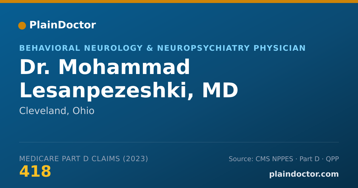 Shareable card for Mohammad Lesanpezeshki, MD - Behavioral Neurology & Neuropsychiatry Physician, Cleveland, OH