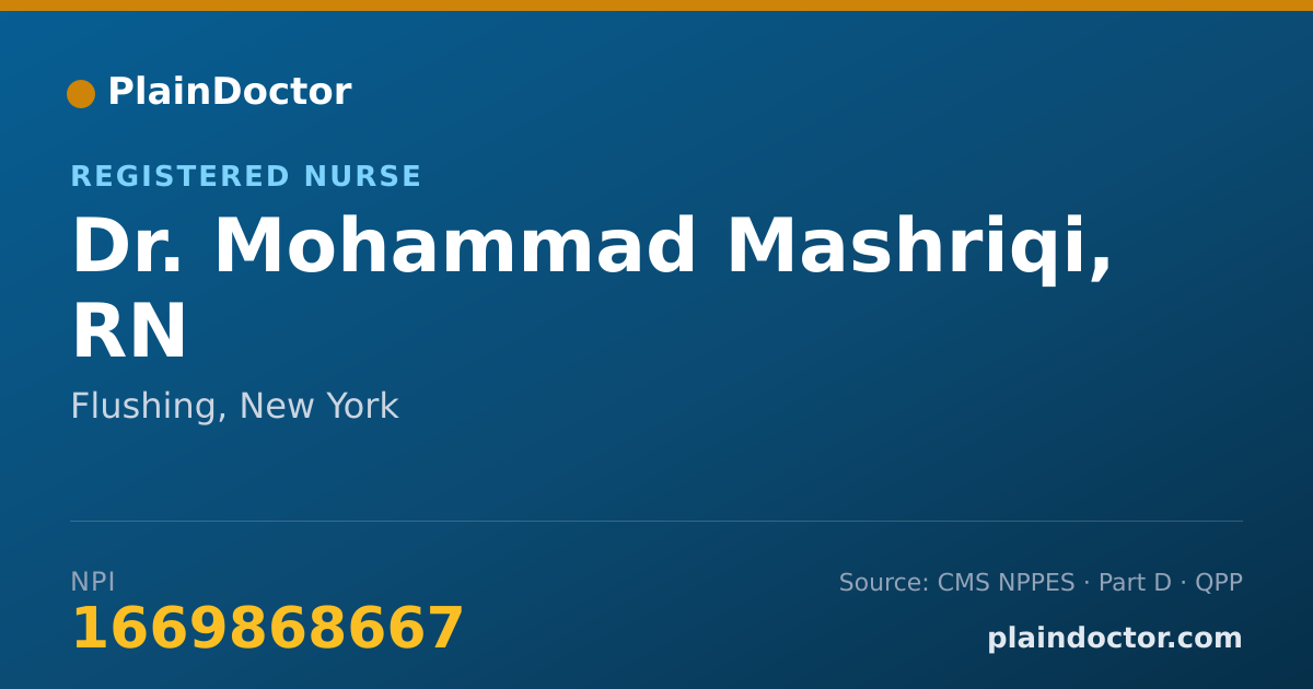 Shareable card for Mohammad Mashriqi, RN - Registered Nurse, Flushing, NY