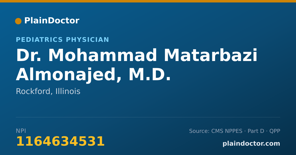 Shareable card for Mohammad Matarbazi Almonajed, M.D. - Pediatrics Physician, Rockford, IL