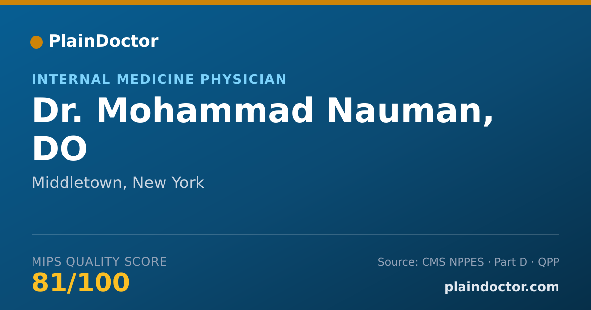 Shareable card for Mohammad Nauman, DO - Internal Medicine Physician, Middletown, NY