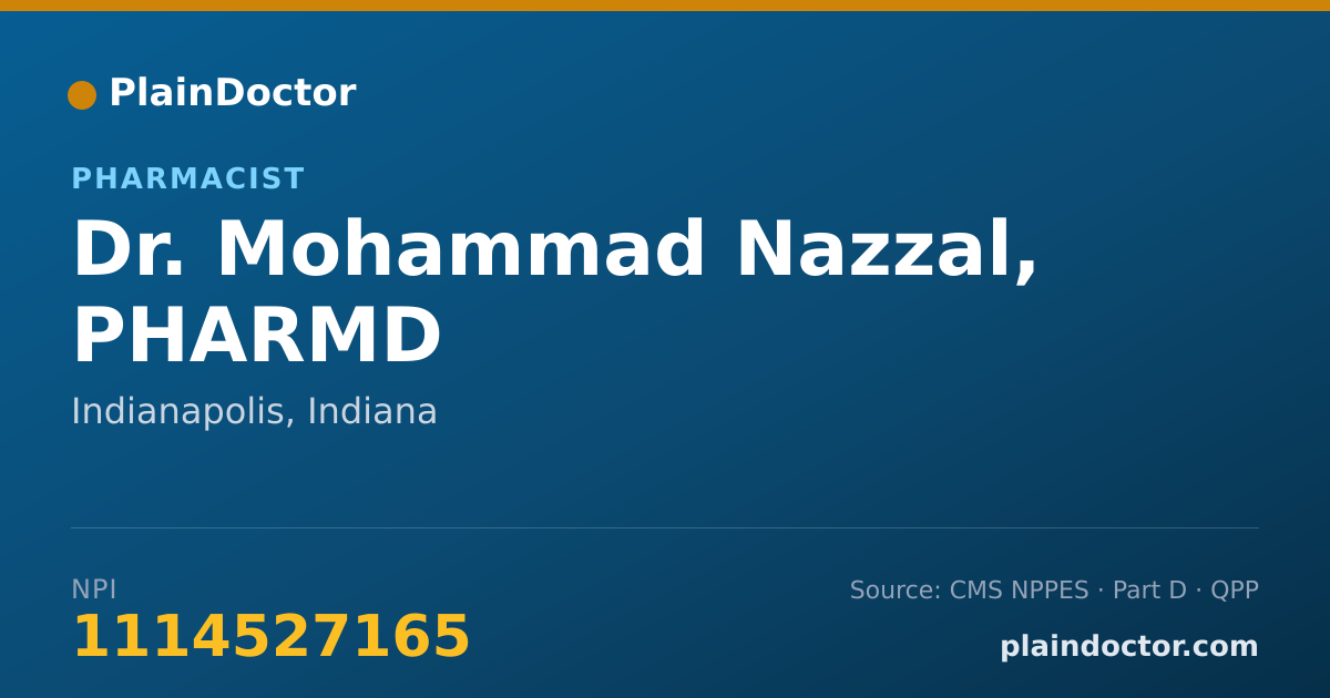 Shareable card for Mohammad Nazzal, PHARMD - Pharmacist, Indianapolis, IN