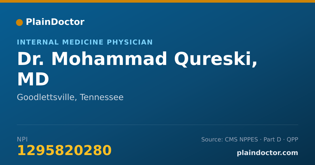Shareable card for Mohammad Qureski, MD - Internal Medicine Physician, Goodlettsville, TN