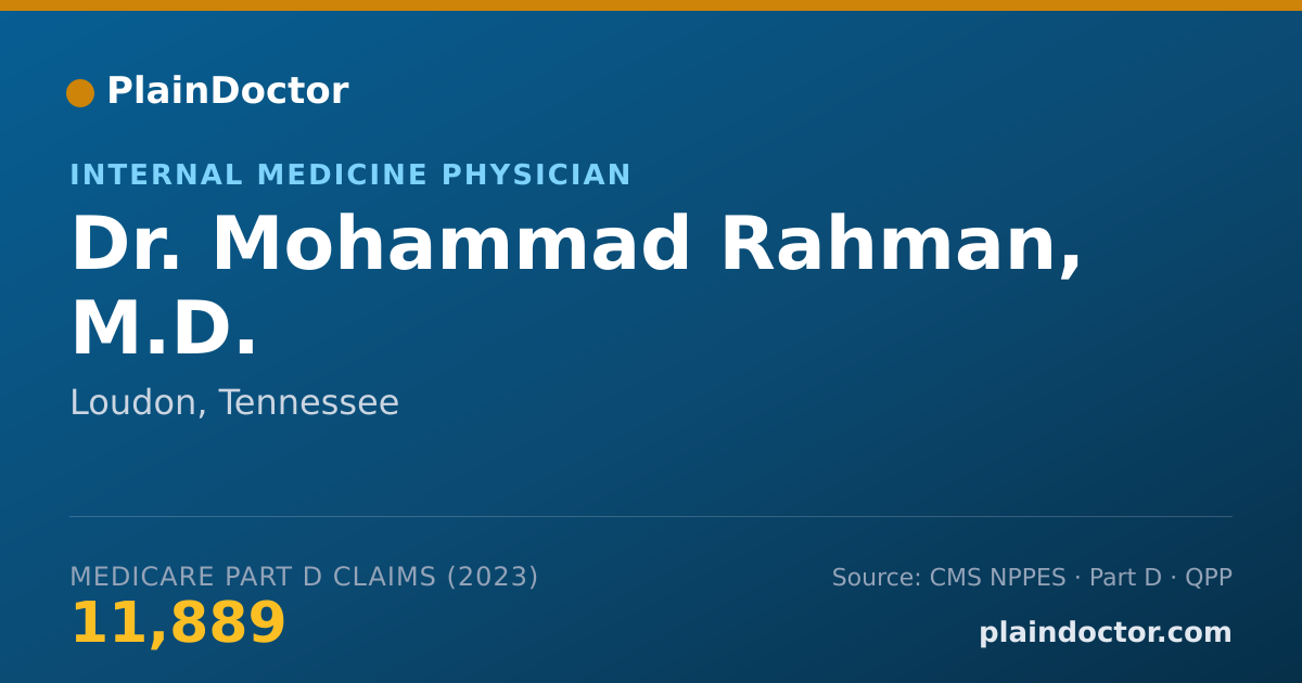 Shareable card for Mohammad Rahman, M.D. - Internal Medicine Physician, Loudon, TN