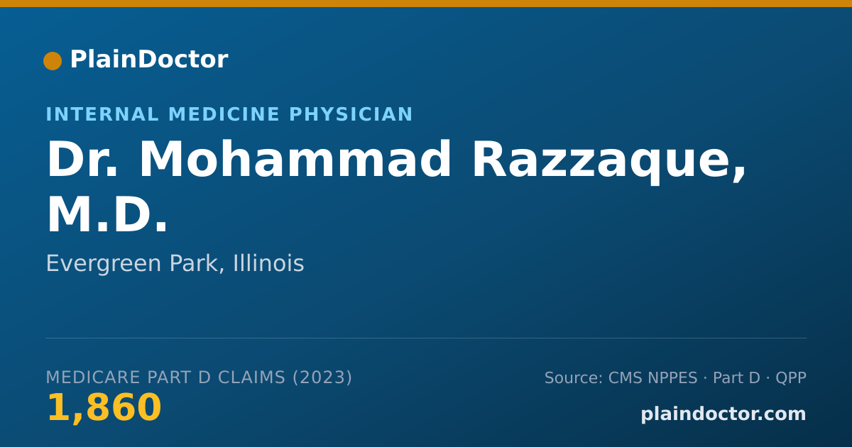 Shareable card for Mohammad Razzaque, M.D. - Internal Medicine Physician, Evergreen Park, IL