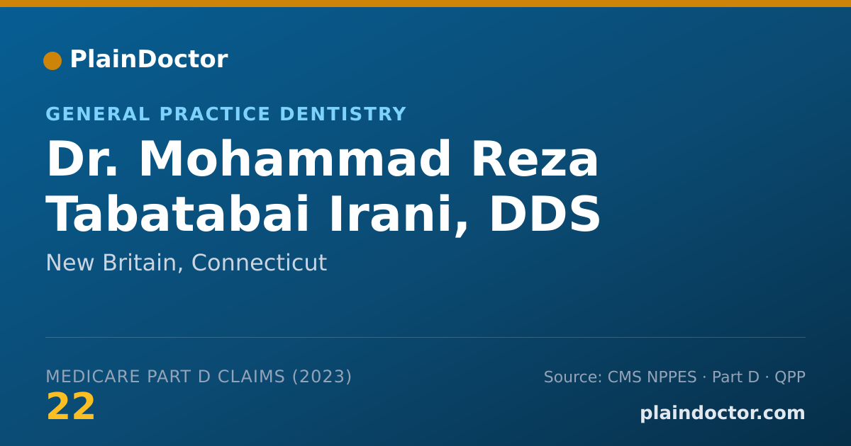 Shareable card for Mohammad Reza Tabatabai Irani, DDS - General Practice Dentistry, New Britain, CT