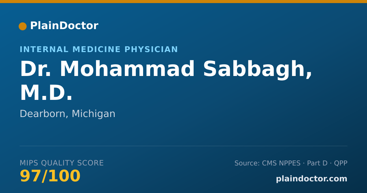 Shareable card for Mohammad Sabbagh, M.D. - Internal Medicine Physician, Dearborn, MI