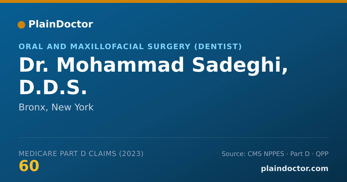Shareable card for Mohammad Sadeghi, D.D.S. - Oral and Maxillofacial Surgery (Dentist), Bronx, NY