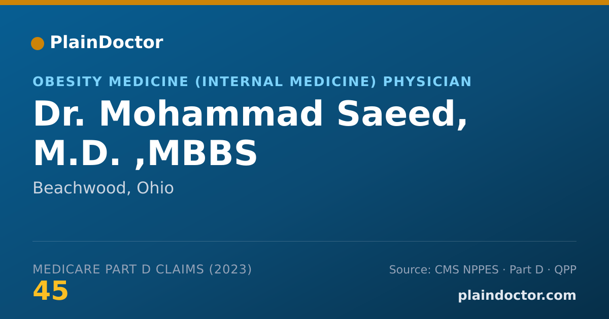 Shareable card for Mohammad Saeed, M.D. ,MBBS - Obesity Medicine (Internal Medicine) Physician, Beachwood, OH