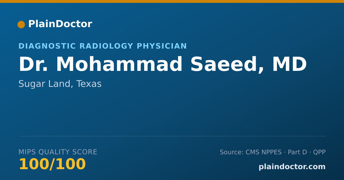 Shareable card for Mohammad Saeed, MD - Vascular & Interventional Radiology Physician, Sugar Land, TX