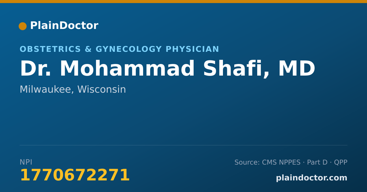 Shareable card for Mohammad Shafi, MD - Obstetrics & Gynecology Physician, Milwaukee, WI