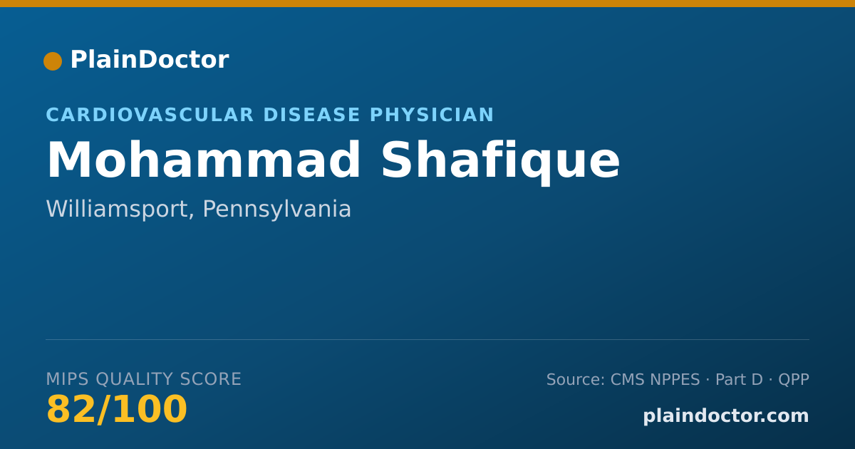Shareable card for Mohammad Shafique - Cardiovascular Disease Physician, Williamsport, PA