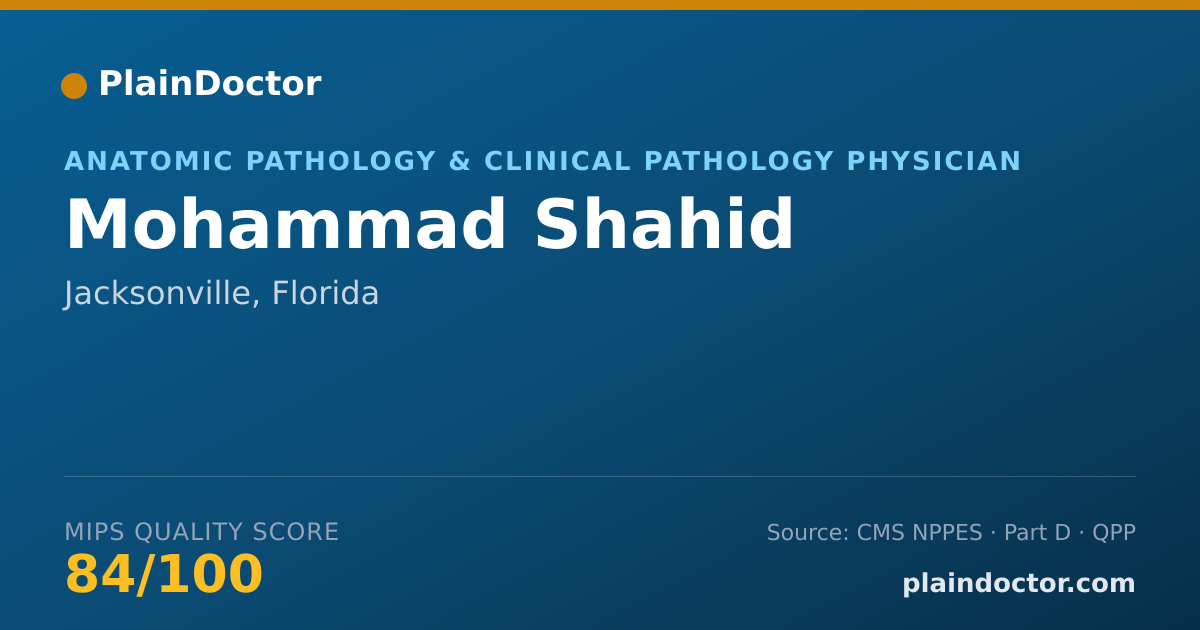 Shareable card for Mohammad Shahid - Anatomic Pathology & Clinical Pathology Physician, Jacksonville, FL