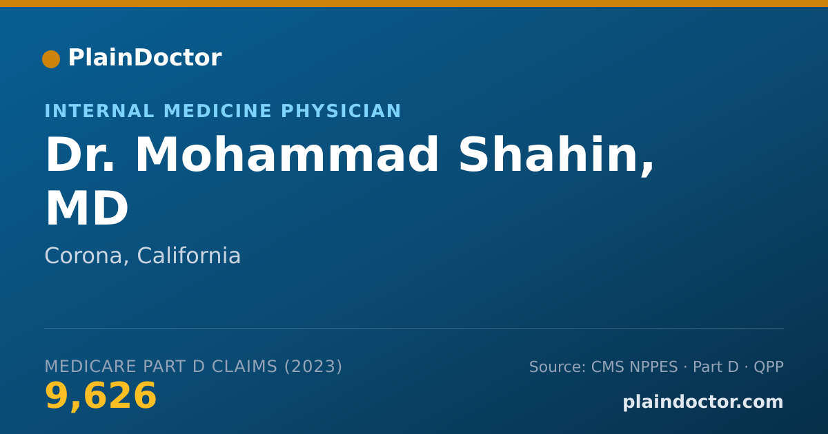Shareable card for Mohammad Shahin, MD - Internal Medicine Physician, Corona, CA
