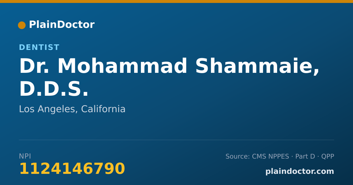 Shareable card for Mohammad Shammaie, D.D.S. - Dentist, Los Angeles, CA