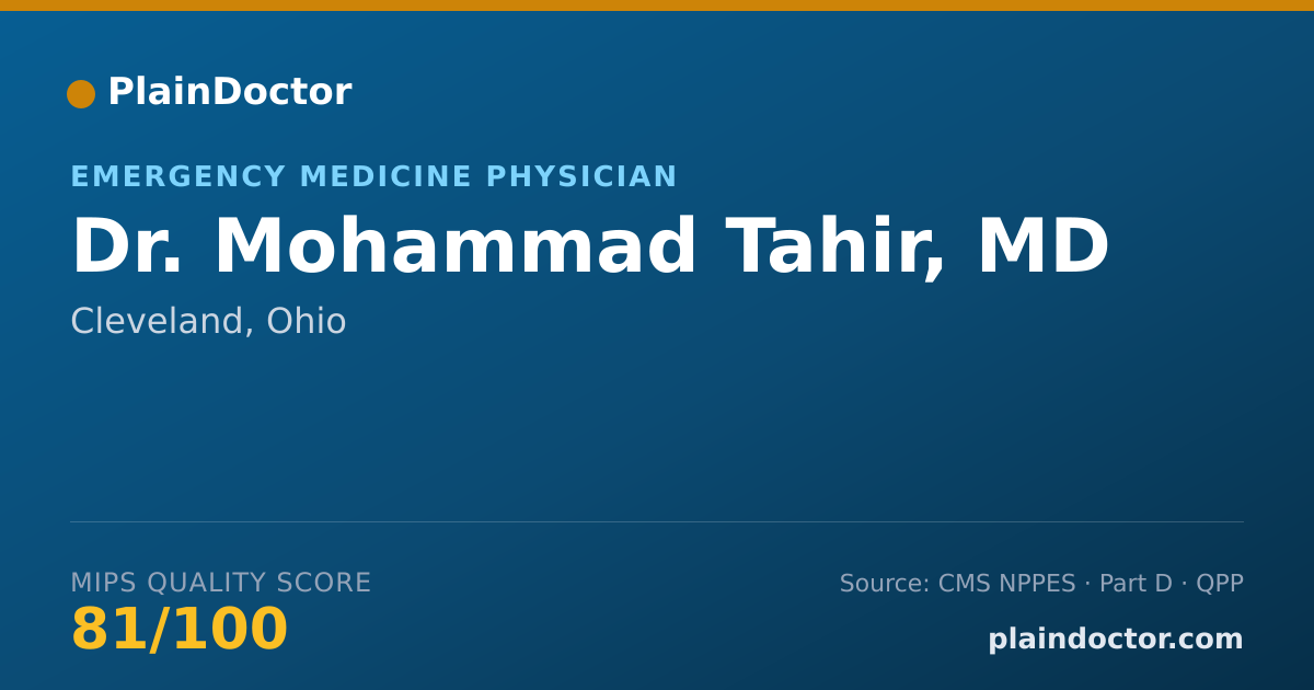 Shareable card for Mohammad Tahir, MD - Emergency Medicine Physician, Cleveland, OH