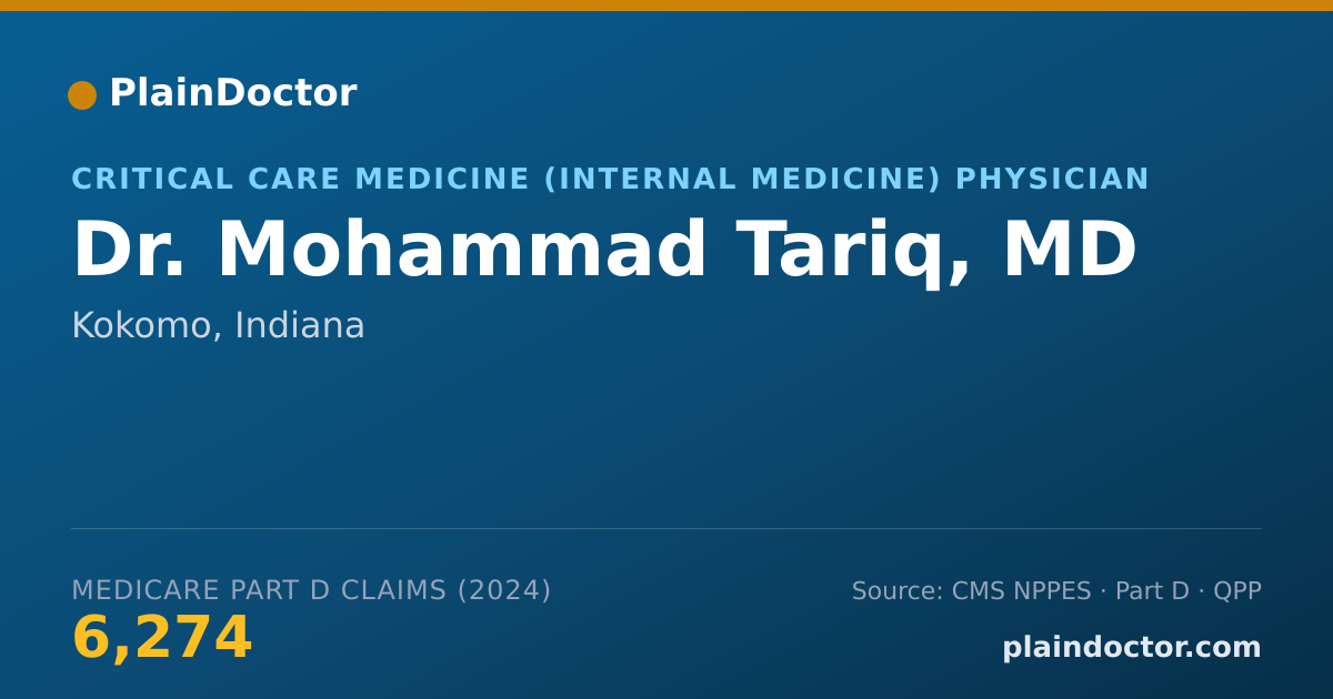 Shareable card for Mohammad Tariq, MD - Critical Care Medicine (Internal Medicine) Physician, Kokomo, IN