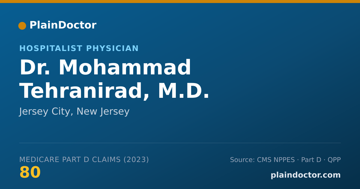 Shareable card for Mohammad Tehranirad, M.D. - Hospitalist Physician, Jersey City, NJ