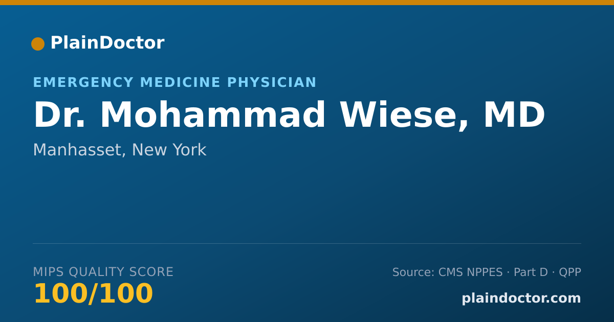 Shareable card for Mohammad Wiese, MD - Emergency Medicine Physician, Manhasset, NY