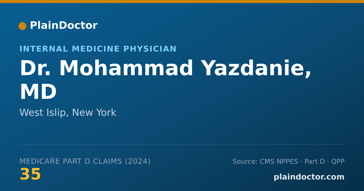 Shareable card for Mohammad Yazdanie, MD - Internal Medicine Physician, West Islip, NY