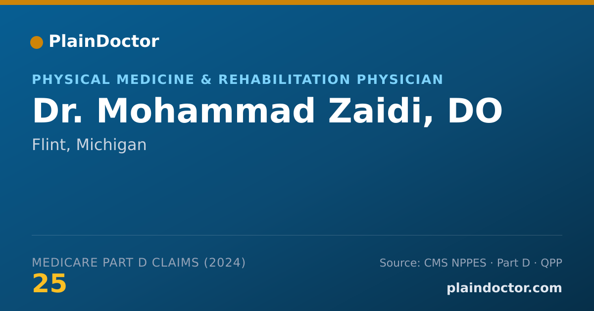 Shareable card for Mohammad Zaidi, DO - Physical Medicine & Rehabilitation Physician, Flint, MI
