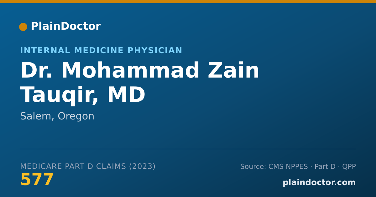 Shareable card for Mohammad Zain Tauqir, MD - Internal Medicine Physician, Salem, OR