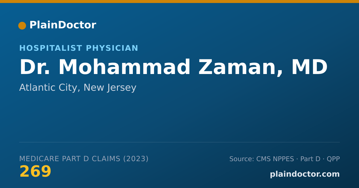 Shareable card for Mohammad Zaman, MD - Hospitalist Physician, Atlantic City, NJ
