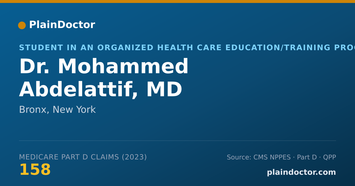 Shareable card for Mohammed Abdelattif, MD - Student in an Organized Health Care Education/Training Program, Bronx, NY