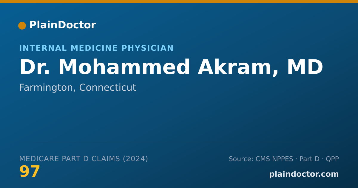 Shareable card for Mohammed Akram, MD - Internal Medicine Physician, Farmington, CT