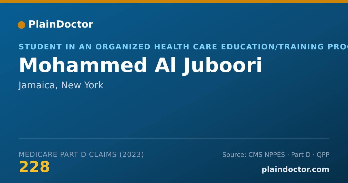 Shareable card for Mohammed Al Juboori - Student in an Organized Health Care Education/Training Program, Jamaica, NY