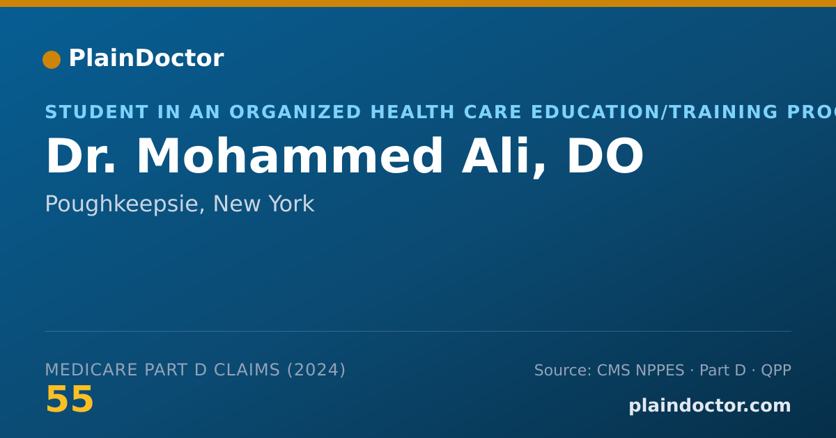 Shareable card for Mohammed Ali, DO - Student in an Organized Health Care Education/Training Program, Poughkeepsie, NY